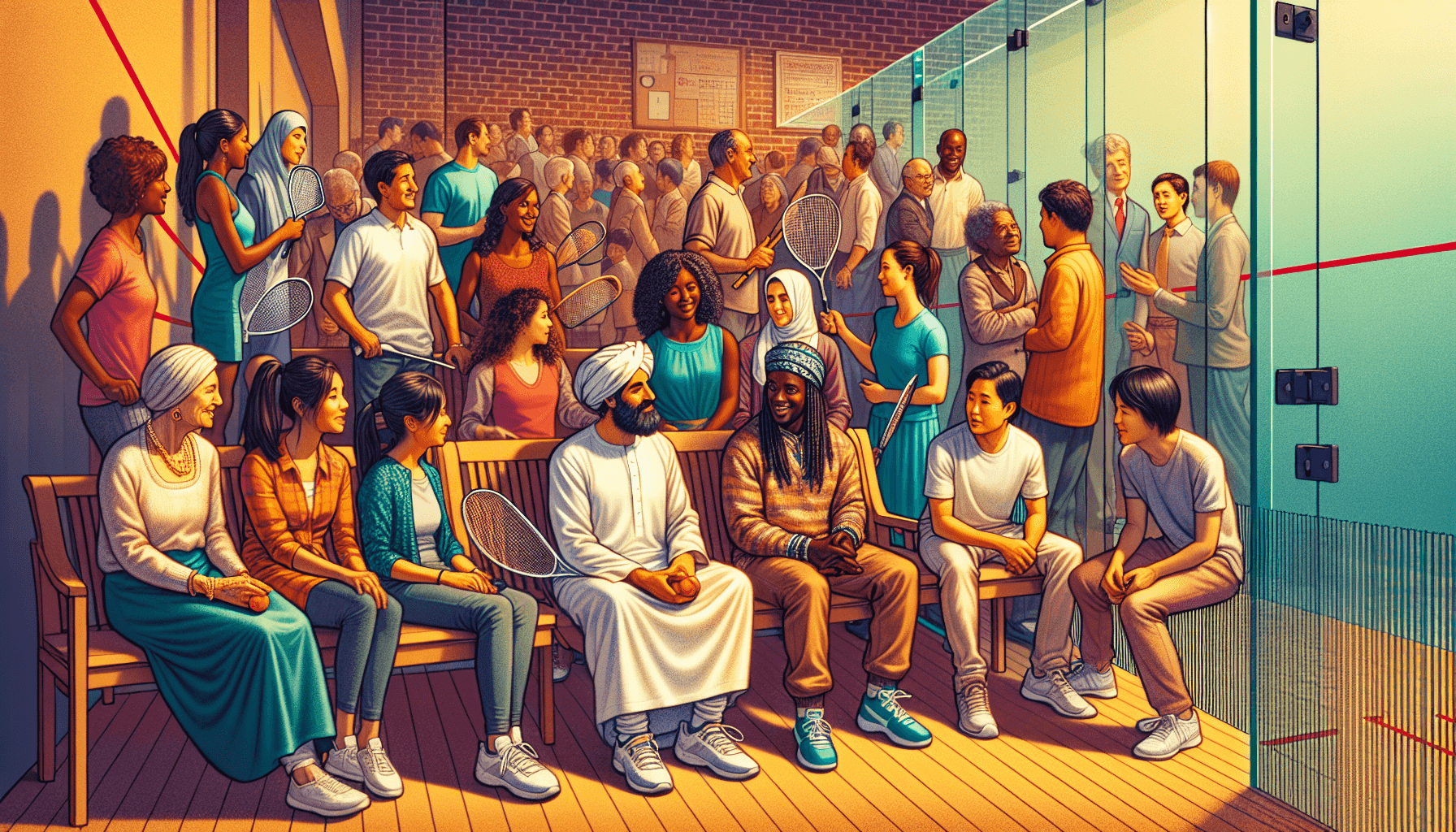 Giocatori di squash a un evento sociale